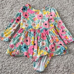 little Sleepies Secret Garden Long Sleeve Bamboo bodysuit Twirl Dress